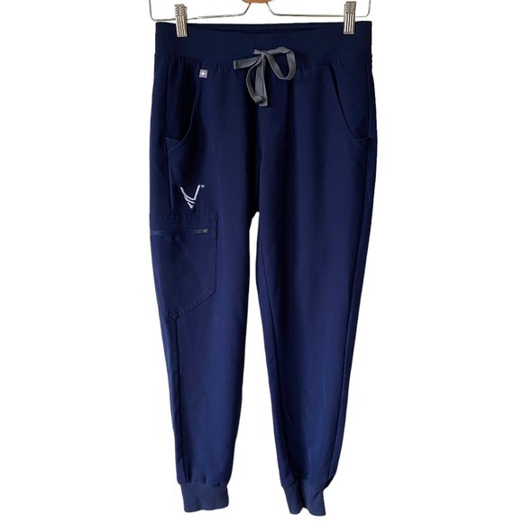 FIGS Technical Collection Zamora Ankle Cuff Tapered Leg Blue Scrub Jogger Pants - Picture 1 of 16